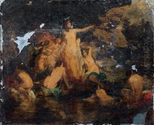 Diane Et Ses Nymphes Au Bain by Henri Leopold Levy