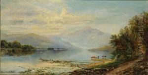 Cows Watering Beside A Mountain Lake by Edmund Darch Lewis