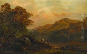 Cattle Watering At Sunset by Edmund Darch Lewis