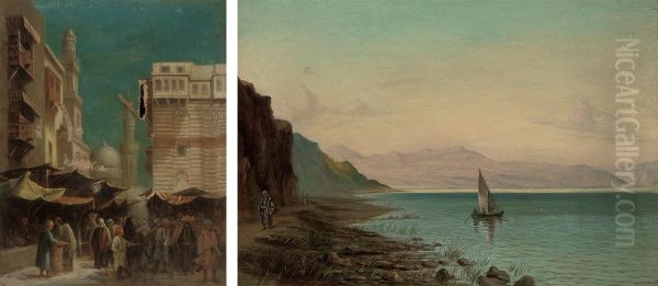 Arabs Walking On The Shore - view 1