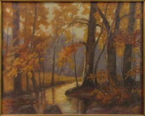 Autumn River Landscape by Henry Lewis