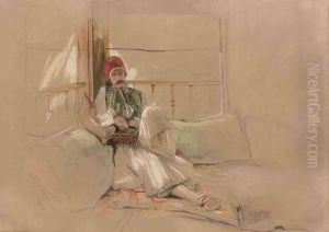A Corfiote Warrior Reclining Among Cushions by John Frederick Lewis