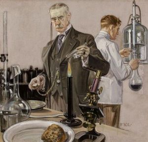 Timing An Experiment, Howard Watch Ad Illustration by Francis Xavier Leyendecker
