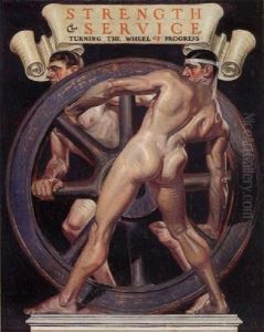 The Spirit Of Transportation (strength And Service Turning The Wheel Of Progress) by Francis Xavier Leyendecker