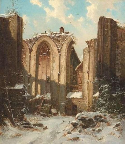 The Remains Of A Monastery In Winter - view 1