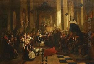 Reinstitution Du Culte Catholique A La Cathedrale D'anvers by Henri Leys