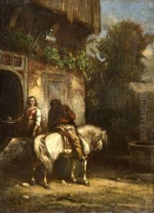 La Halte Du Cavalier by Henri Leys