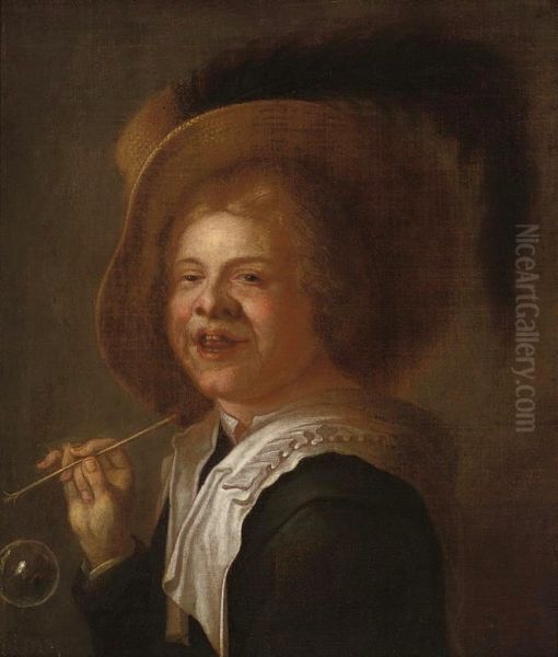 A Boy Blowing Bubbles - view 1