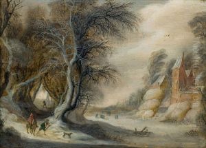 Chasseurs Dans Un Paysage D'hiver by Gijsbrecht Leytens