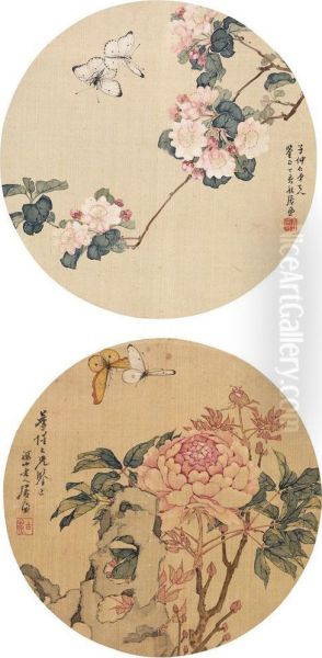 Flowers And Butterflies by Ju Lian