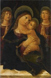 Madonna Che Abbraccia Il Bambino E Due Angeli by Liberale Da Verona