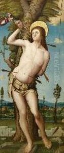 San Sebastiano Confortato Da Un Angelo Olio Su Tavola by Liberale Da Verona