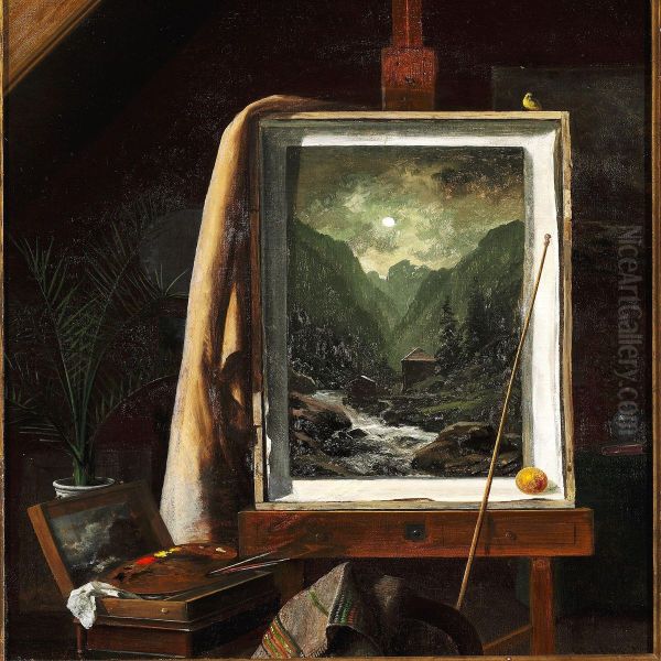 From The Artist's Studio, On The Easel One Of Libert's Paintings With A Motif From Norway - view 1