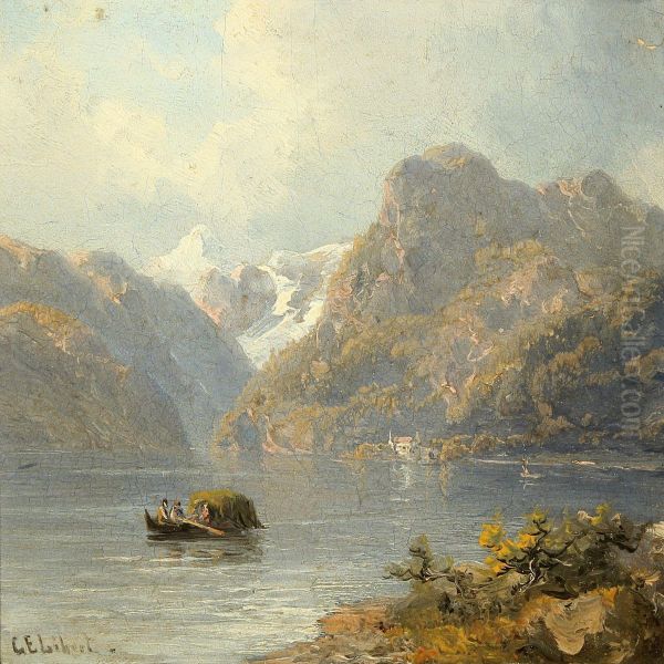 Mountain Landscape With Boats On A Lake - view 1