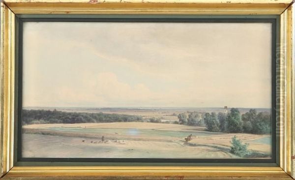 Open Field Landscape With Churches - view 1