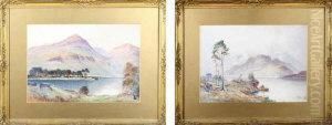 "kilchurn Castle, Loch Awe" And A Similar Loch Scene by John Davison Liddell