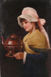 Portrait Of A Young Girl Carrying A Teapot