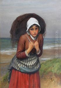 Young Fishergirl Carrying A Net by Charles Sillem Lidderdale