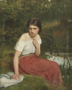 Study Of A Young Girl In Woods by Charles Sillem Lidderdale