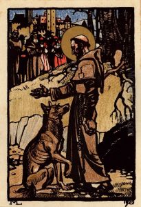 Franz Von Assisi Mit Dem Wolf Von Gubbio