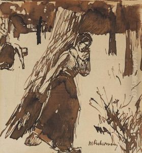 Reisigsammlerinnen Im Wald by Max Liebermann