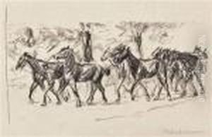 Gefuhrte Pferde by Max Liebermann