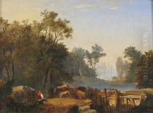 A Boy By A Lake Near A Sluice A Boy By A Lake Near A Sluice