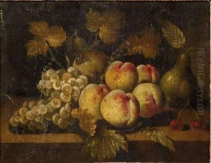 Peches, Raisins, Poires Et Cerises Sur Un Entablement Depierre by Paul Liegeois