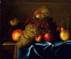 Nature Morte De Fruits Poses Sur Un Entablement by Paul Liegeois
