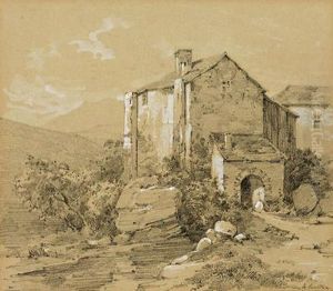 Italienische Berglandschaft Mit Einem Haus by Karl Lieske