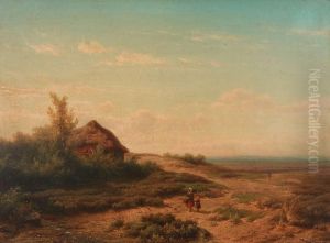 Duinenlandschap Met Reizigers Bij Hut by Cornelis Lieste