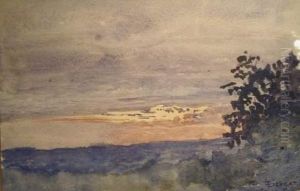 Coucher De Soleil by Leon Lievrat