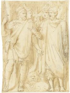 Quatre Soldats Romains Avec A Leurs Pieds, Un Lion, Une Tortue Et Une Salamandre Quatre Soldats Romains Avec A Leurs Pieds, Un Lion, Une Tortue Et Une Salamandre