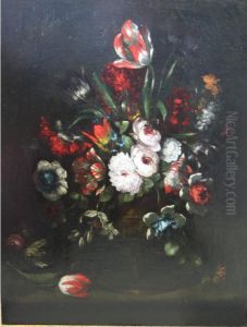 An Urn Of Mixed Flowers by Bartolomeo Ligozzi