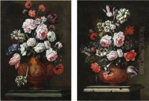 Nature Morte Di Fiori Con Vasi Istoriati