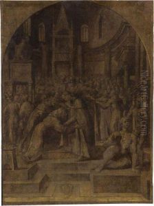 The Meeting Of Ss. Francis And Dominic, At San Giovanni Inlaterano by Giacomo (or Jacopo) Tarchiani