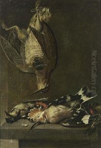 A Hunting Still Life With A Woodcock, A Hoopoe And Other Birds by Heinrich Lihl