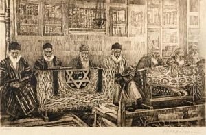 At The Library by Ephraim Moshe Lilien