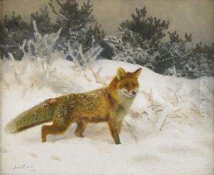 Rav I Vinterlandskap by Bruno Andreas Liljefors