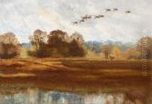 A Flight Of Wild Ducks by Bruno Andreas Liljefors