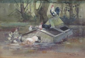 Chickens Feeding by Robert Lillie