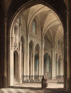 Interieur Af En Kyrka I Gotisk Styl by Emanuel Limnell