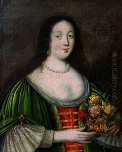 Jeune Femme Tenant Une Corbeille De Fleurs by Jacques Linard