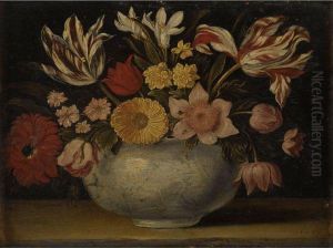 Nature Morte De Fleurs Dans Un Vase En Porcelaine Sur Unentablement by Jacques Linard