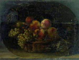 Nature Morte De Peches Dans Une Corbeille D'osier by Jacques Linard
