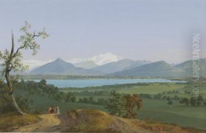 Vue Du Mont-blanc, Des Montagnes Environments, Et De Geneve, Pris Depuis Morillon
