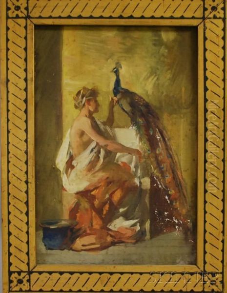 Classical Figure With A Peacock - view 1