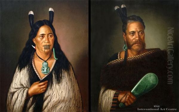 Chief & Chieftainess Of Ngatai - Rauare - A Pair - view 1
