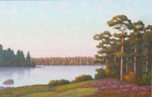 Vattendrag I Solnedgang by Otto Lindberg