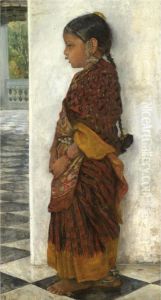 Girl Standing In A Veranda Wearing A Pochampalli Sari